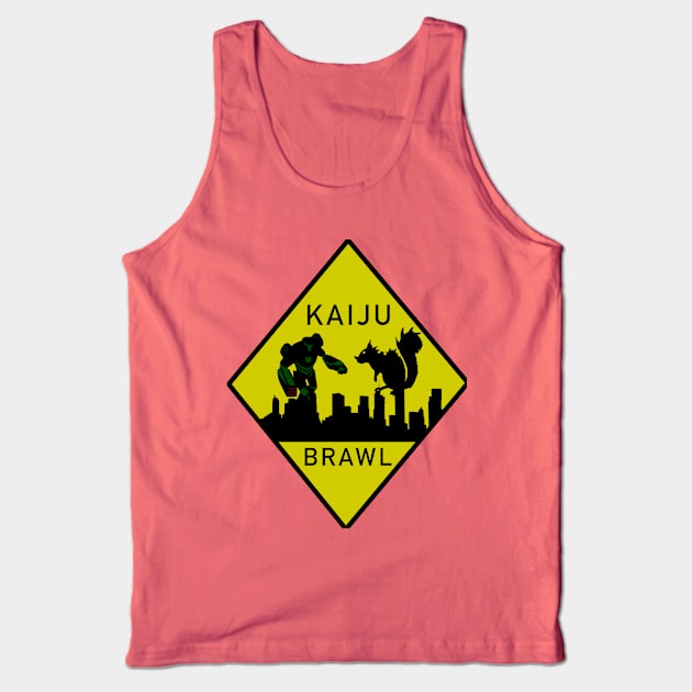 Kaiju Brawl Warning Sign Tank Top by Kangavark